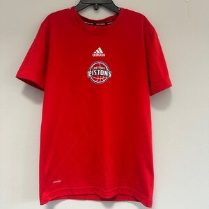 Adidas Red Detroit Pistons Short Sleeve Tee